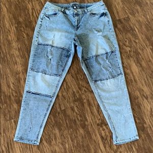 Lane Bryant Acid Wash Distressed Boyfriend Jeans